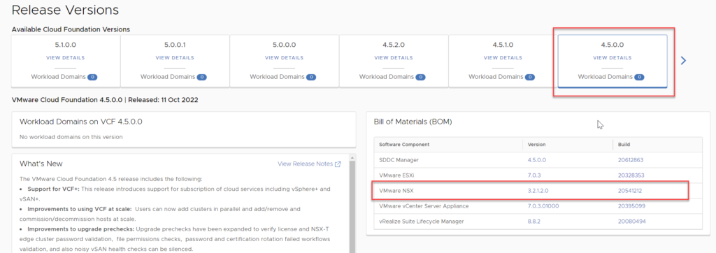 sddc manager bom release version