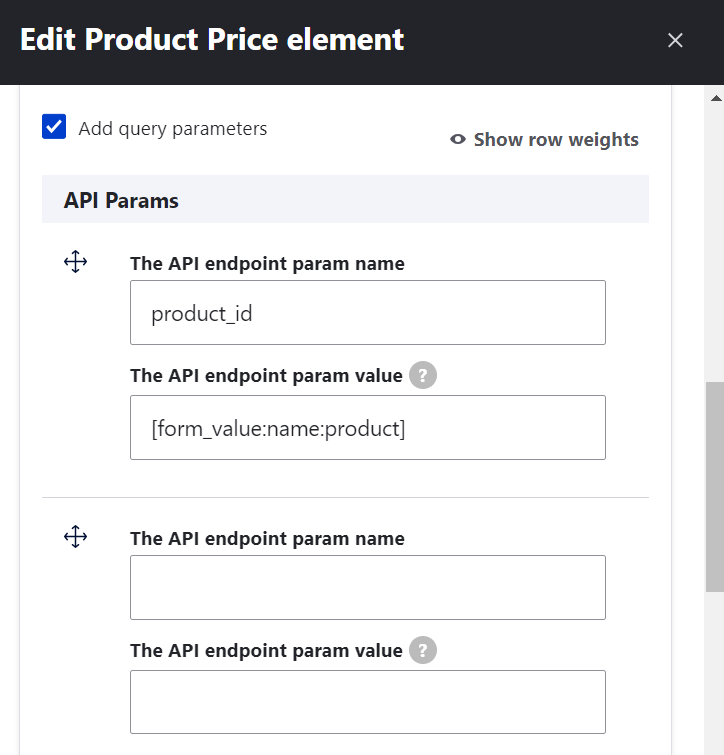 Adding query parameters in order to configure a dependency.