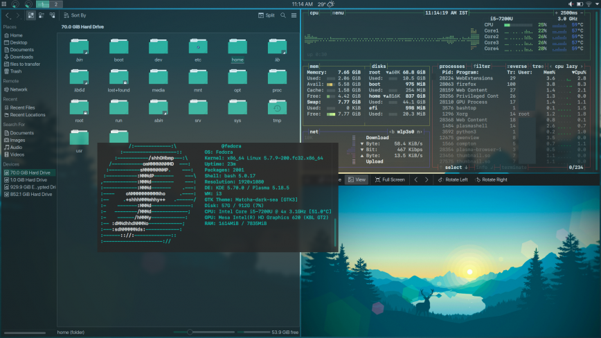 fedora + KDE + i3