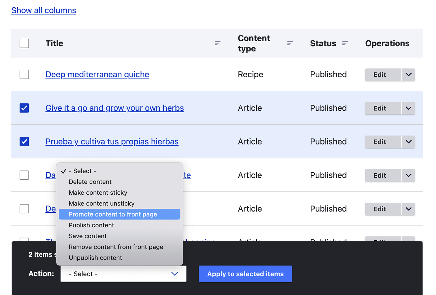 Improved bulk operations in Drupal 10