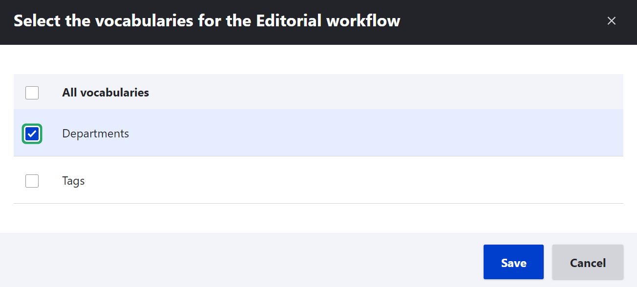 Applying content moderation workflows to taxonomy vocabularies in Drupal 10.3.