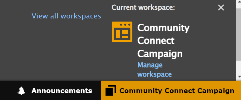 Clicking to manage a specific workspace from the top panel.