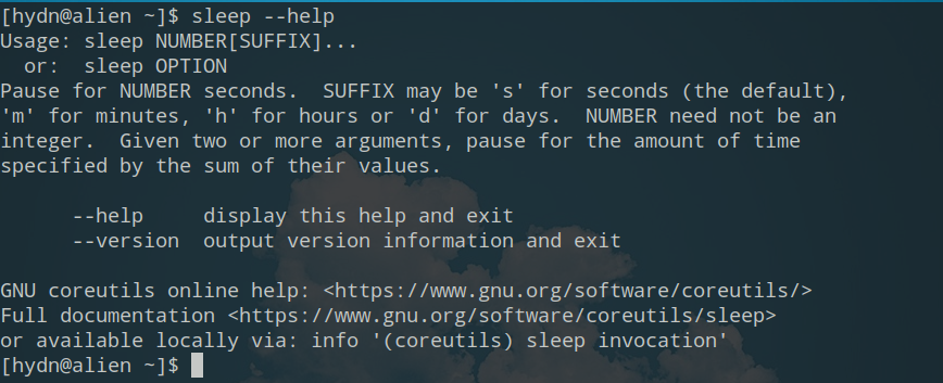 sleep unix linux help