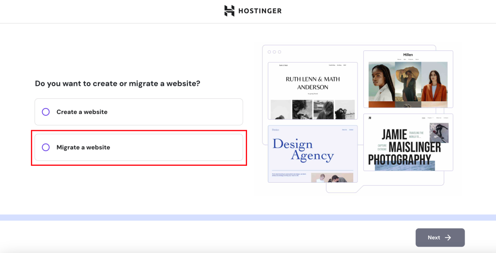 Hostinger WordPress hosting onboarding process migrate a website