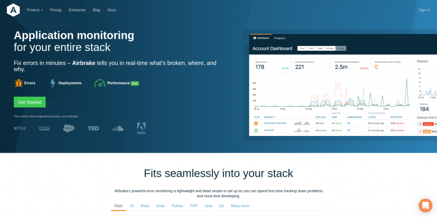 Full-stack Application Monitoring Software Airbrake