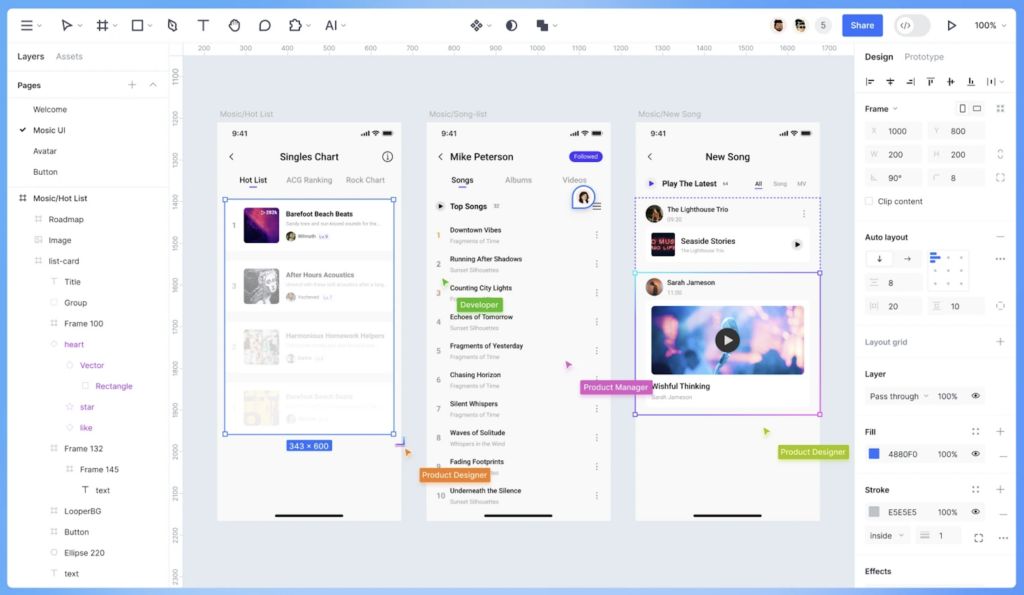 Motiff's interface