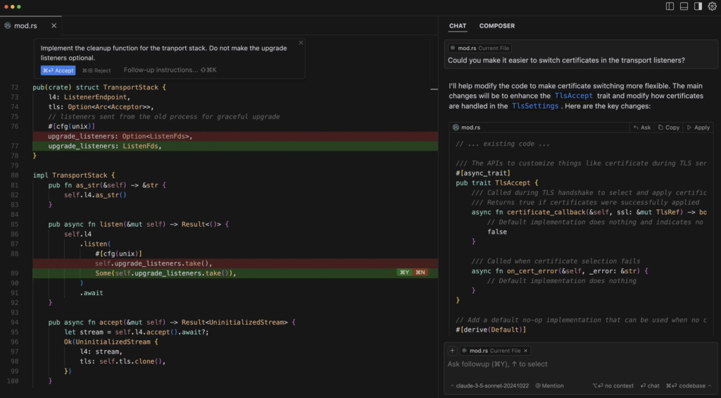 Cursor AI's interface