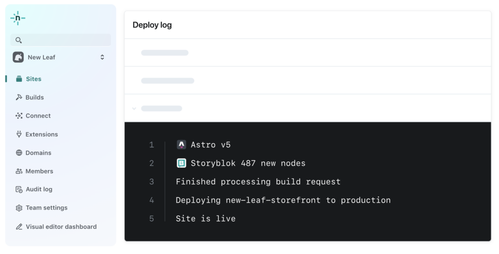 Netlify's interface
