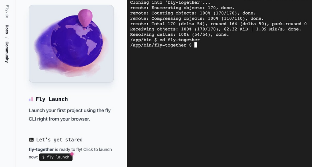 Fly.io's interface