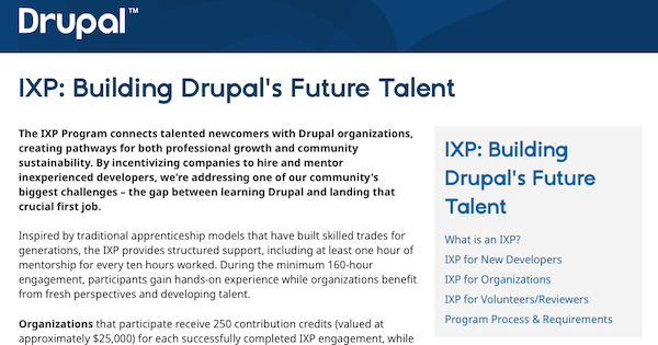 drupal.org IXP home page.