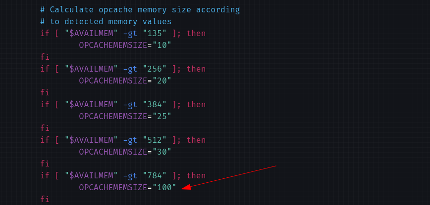 Increase PHP OPCache size