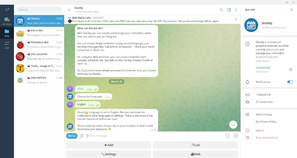 Skeddy Telegram Bot