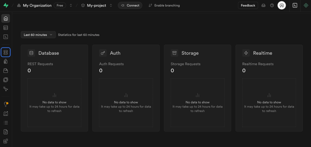 Supabase user interface