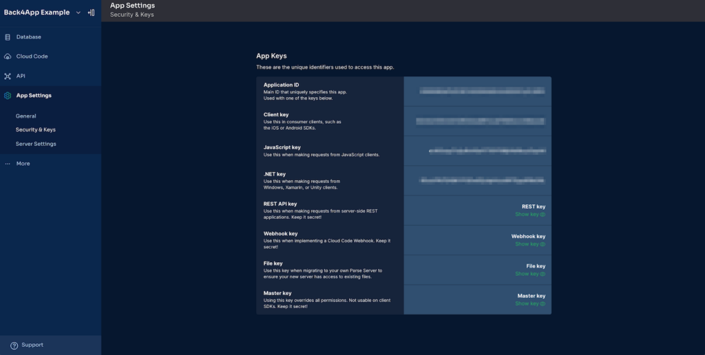 Back4App user interface