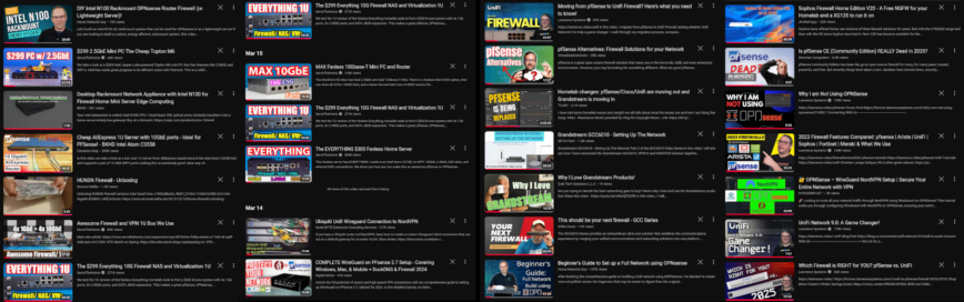 YouTube 1U network firewall hardware watch history