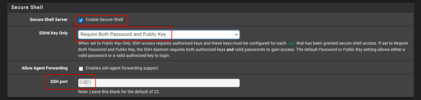 pfSense  Advanced  Secure Shell