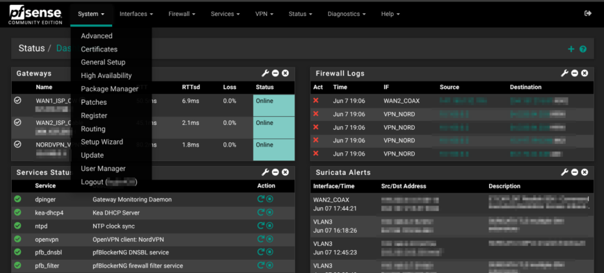 pfSense  System settings