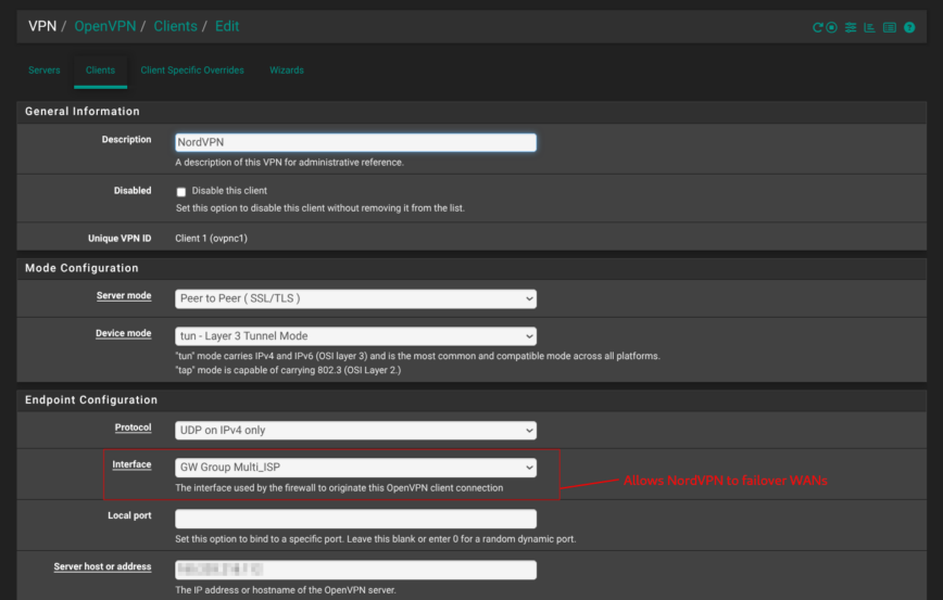 pfSense  OpenVPN  Clients  Edit (NordVPN)