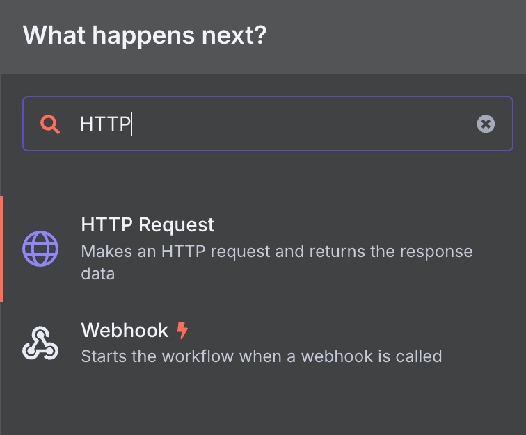 The HTTP request node in n8n