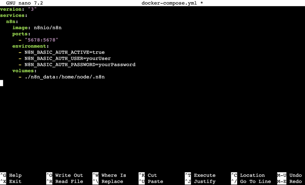 The docker-compose.yml file's content