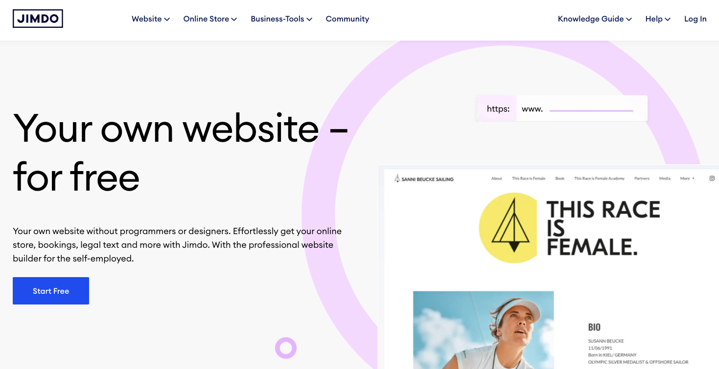 Jimdo landing page