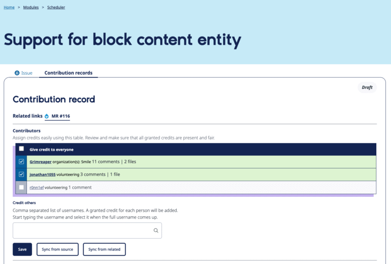 Drupal.org blog: The crediting page moves to the new Contribution Records system