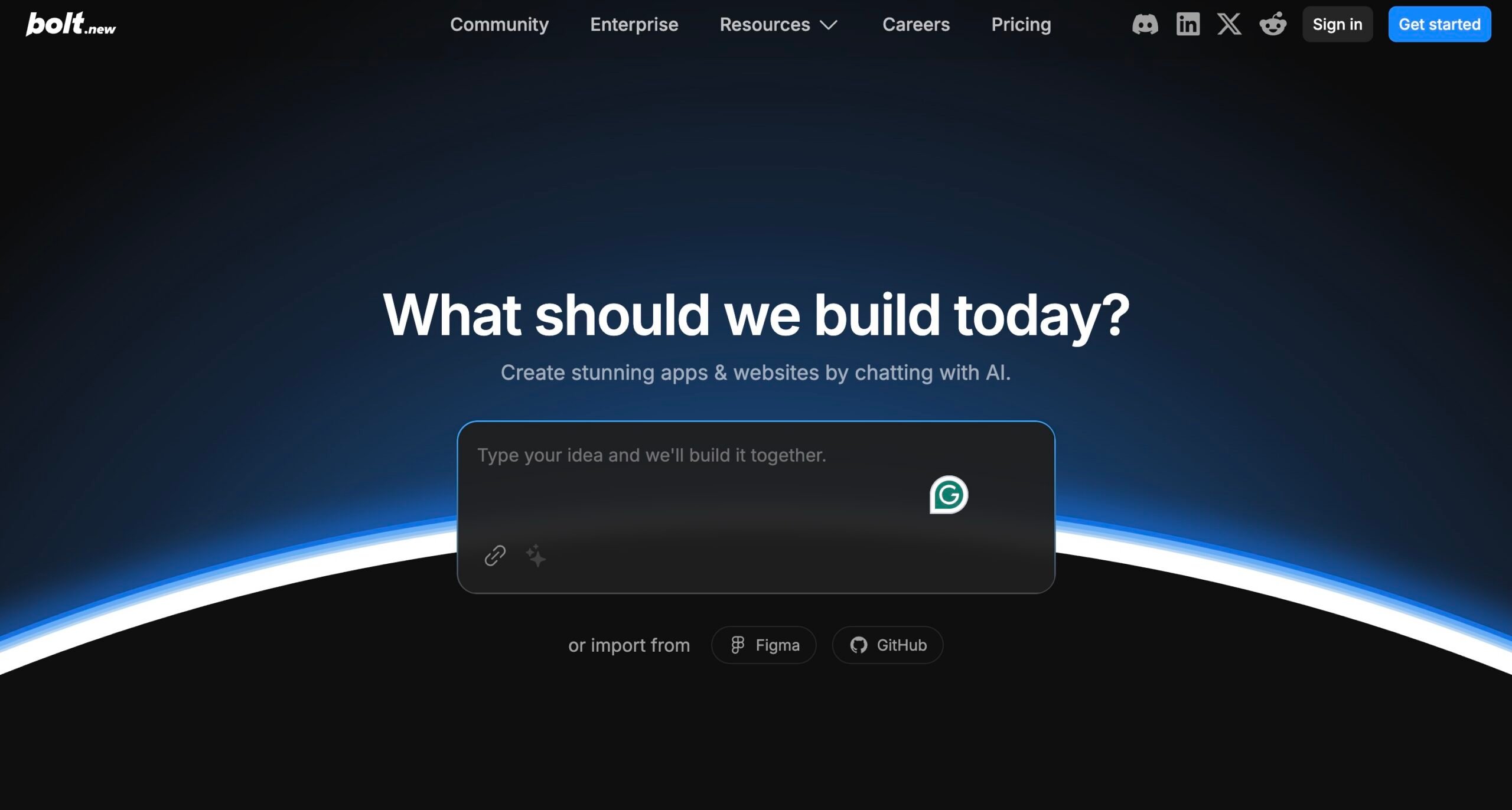 Bolt homepage