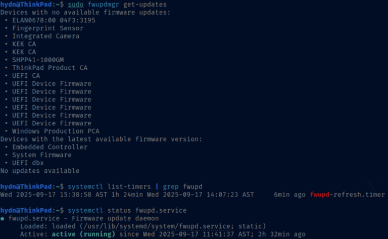 How to Upgrade ThinkPad Firmware on Linux (fwupd)