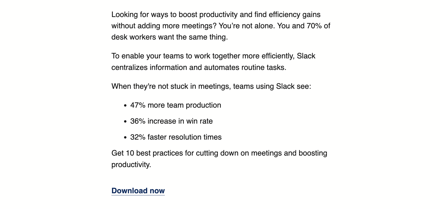 Slack's newsletter with an educational content