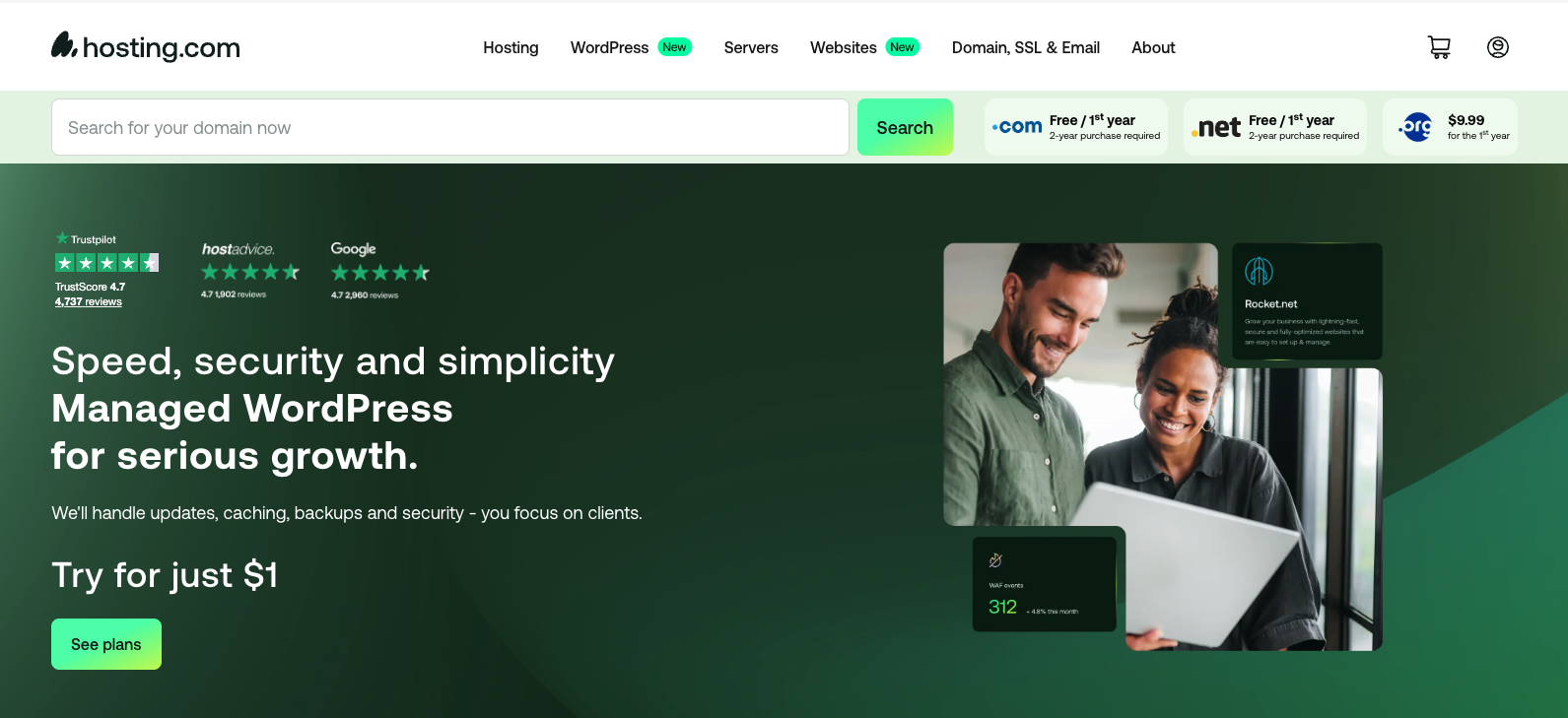 Hosting.com website screenshot