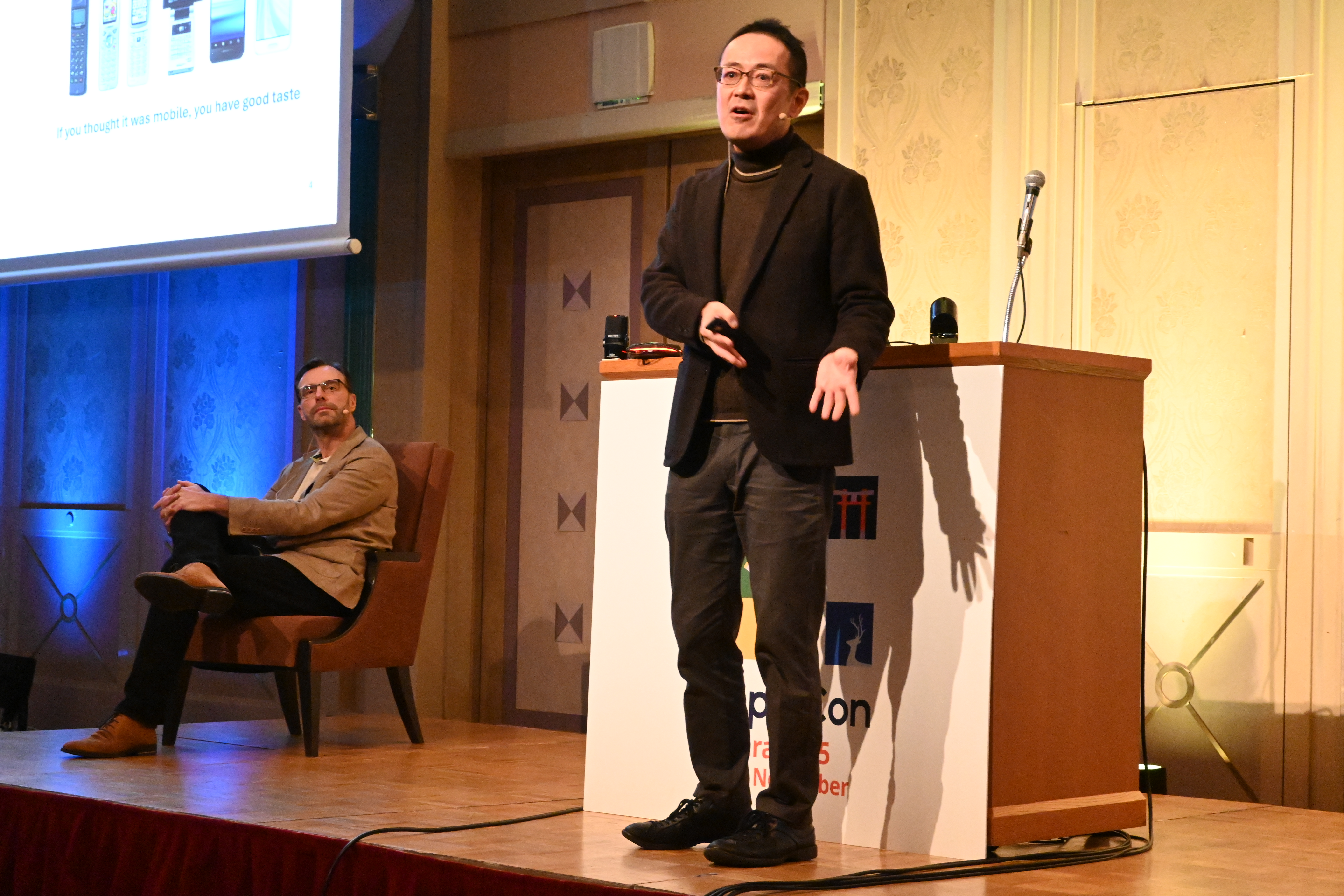 Sharp executives on stage in Nara