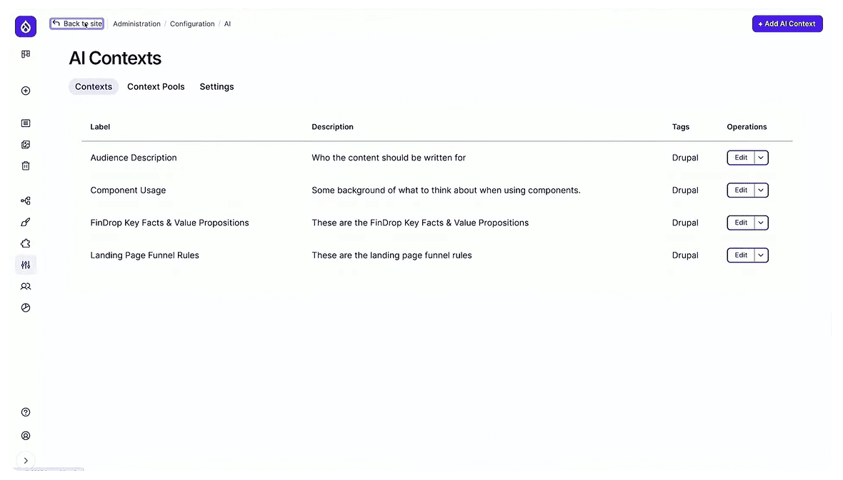 Context Control Center in Drupal CMS