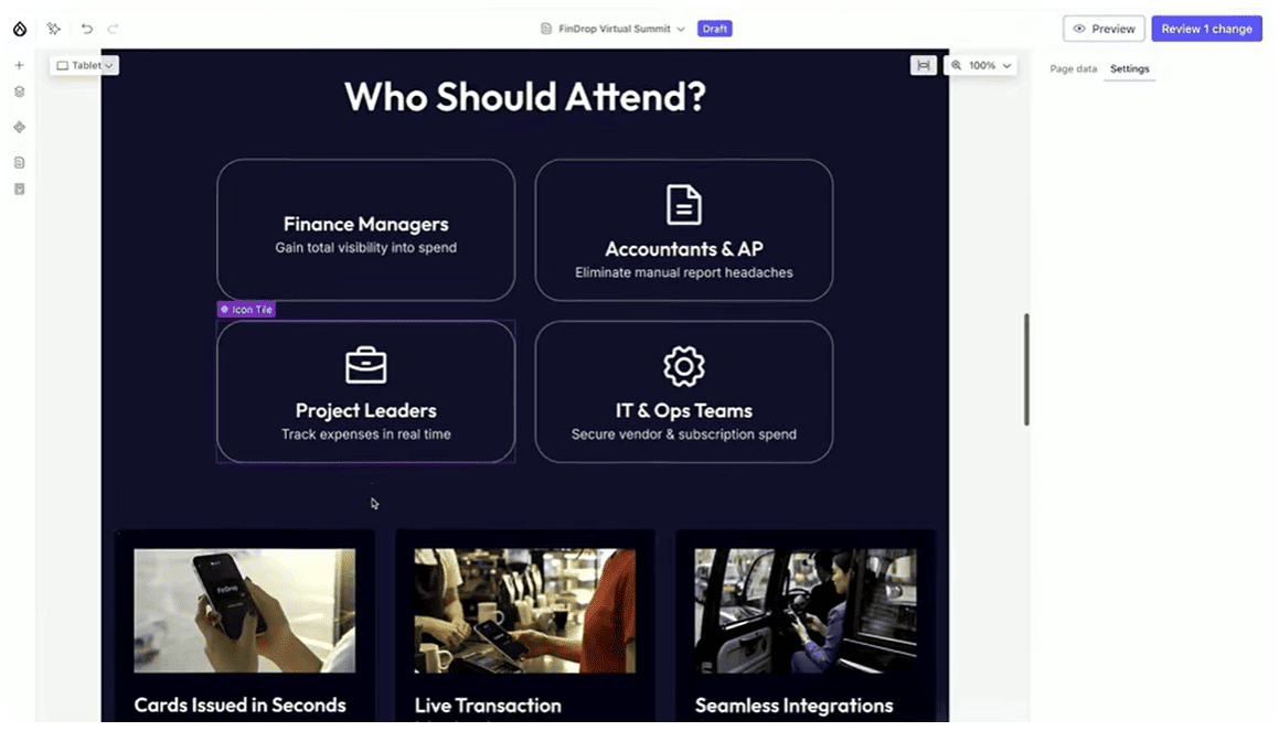 AI autogenerated a “Who Should Attend” section based on the target persona in Context Control Center