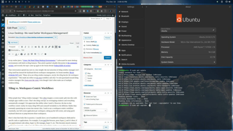 Linux Desktop: Do we need better Workspace Management?
