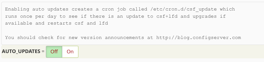 How to disable auto updates in CSF. How to disable auto updates in CSF.