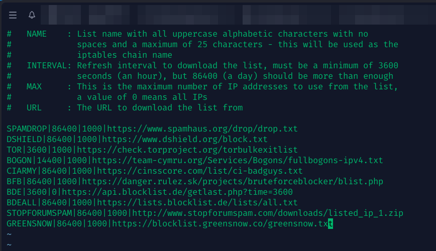 My csf.blocklists My csf.blocklists