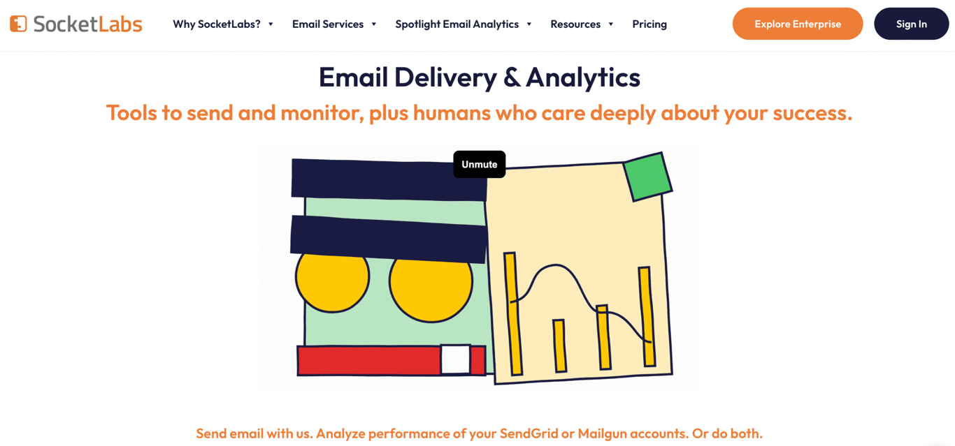 Homepage of SocketLabs