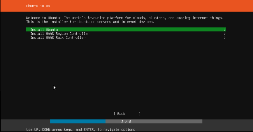 Ubuntu Server installation menu Ubuntu Server installation menu