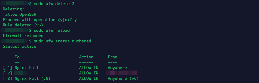 Managing UFW rules to control server firewall settings. Managing UFW rules to control server firewall settings.