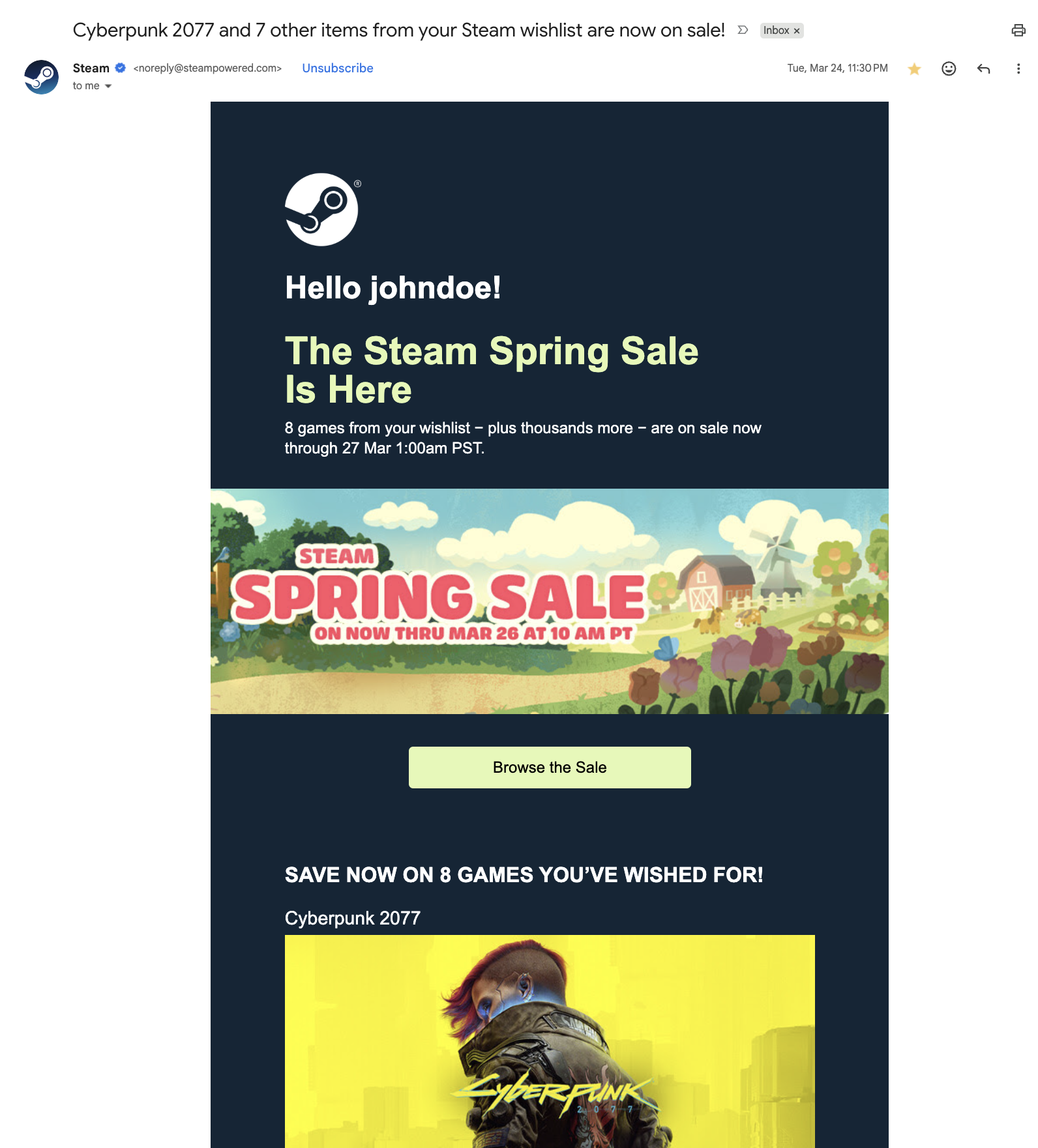 Steam spring sale newsletter