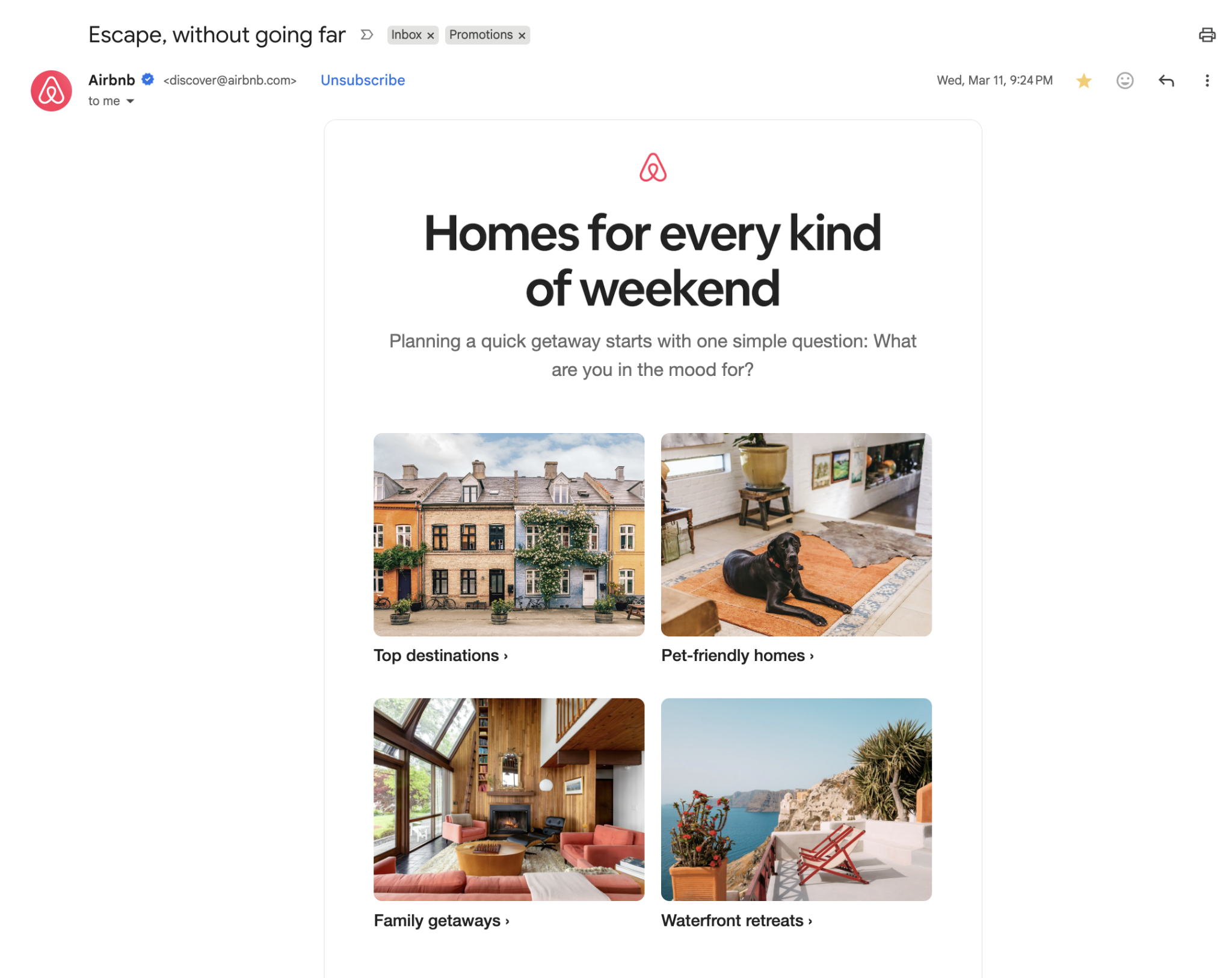 Airbnb interactive newsletter