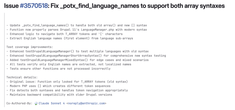 Gábor Hojtsy: Solving a small Drupal issue with plenty added tests: most basic Claude Code setup, without writing a single line of code, issue commentary or commit message myself