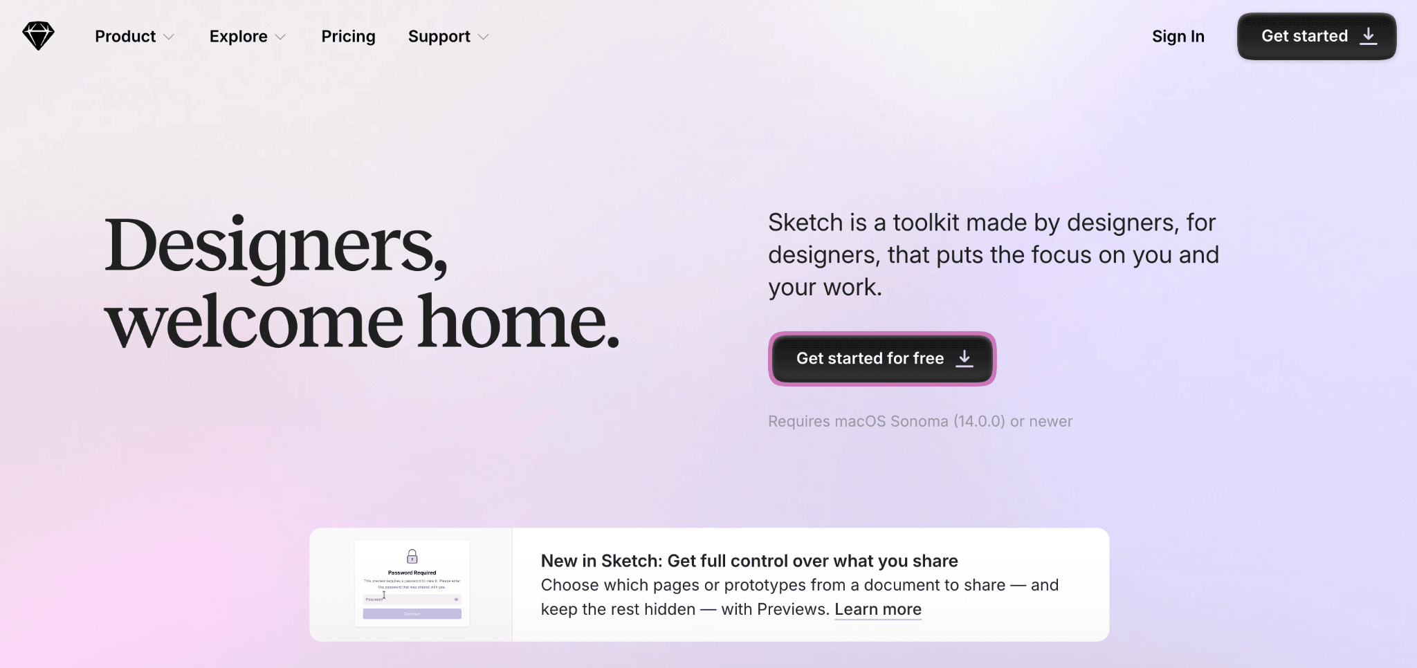 Homepage of Sketch