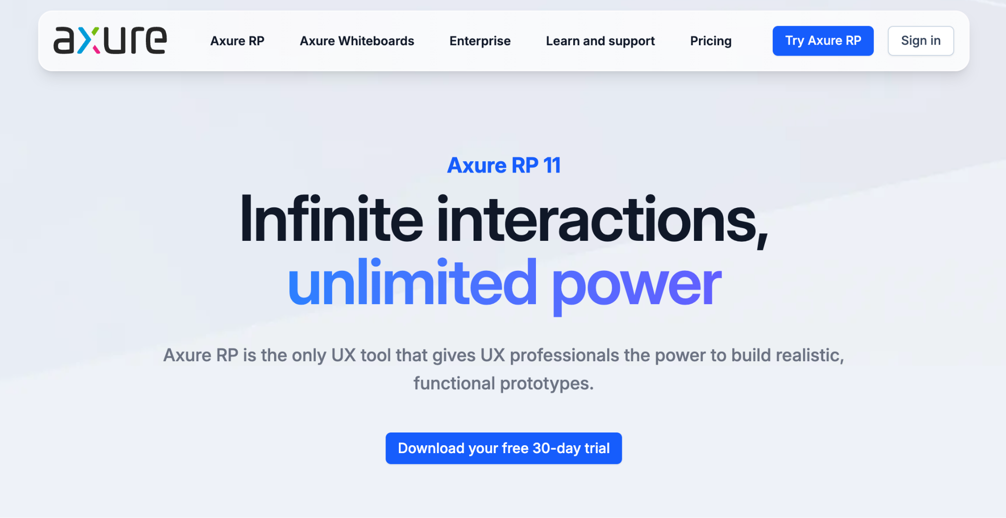 Homepage of Axure RP