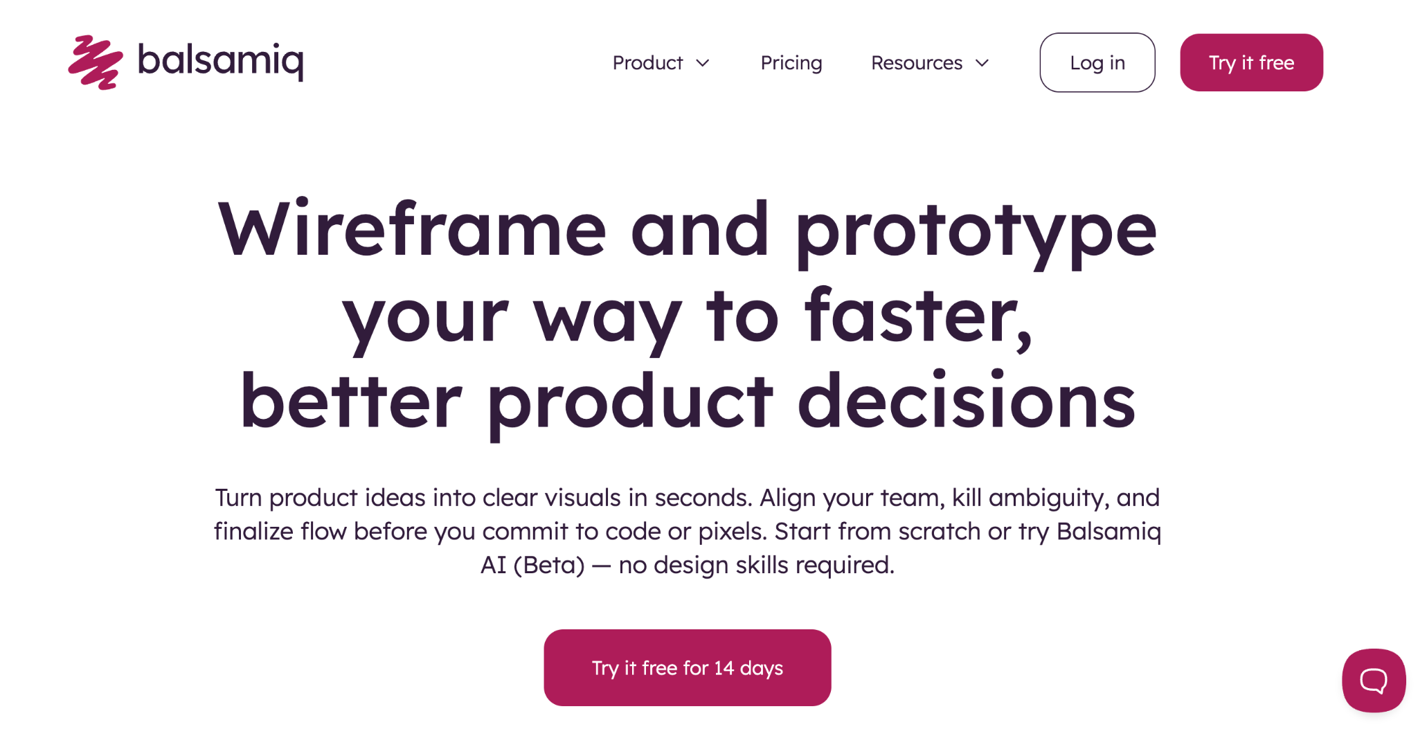 Homepage of Balsamiq