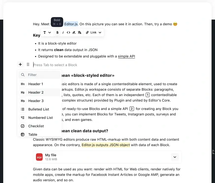 Editor.js - Block-Style Editor