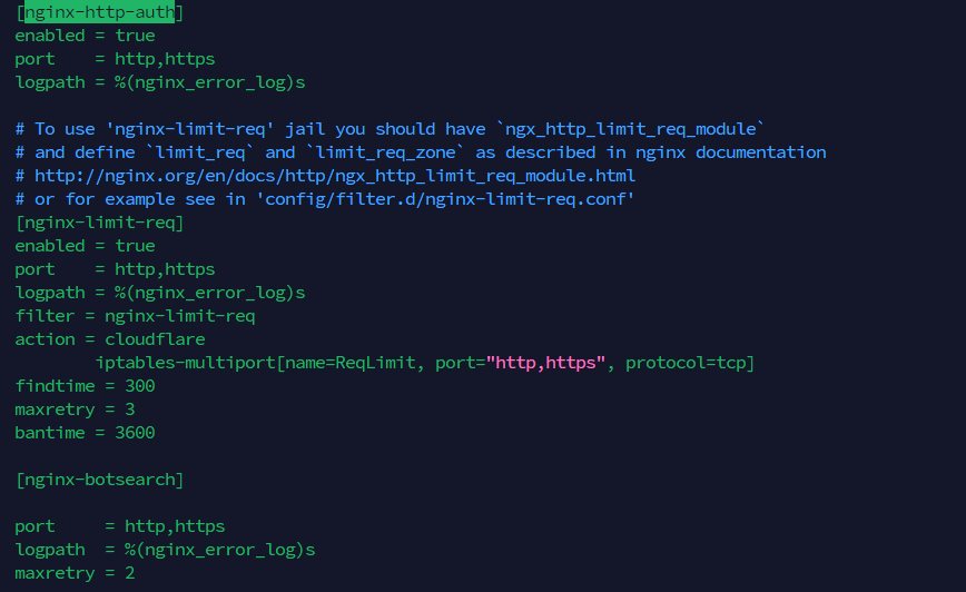 Fail2ban nginx-http-auth jail configuration and ban activity