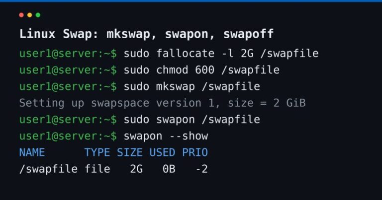 Linux swap Commands: Create and Manage Swap Files/Partitions
