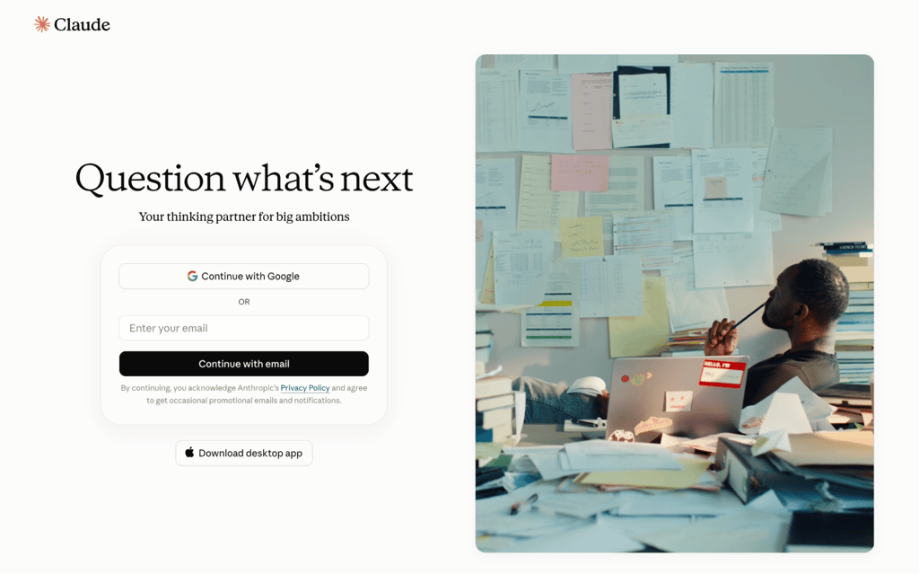 Claude homepage