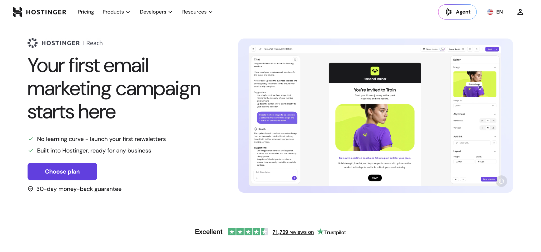 Hostinger Reach landing page